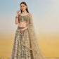 Aastha Fashion Ivory Butterfly Net White Cotton Thread Work And Sequence Work Embroidery Wedding Wear Lehenga Choli