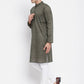 Even Apparels Green Men's Pure Cotton Kurta With Band Collar | Swadesiicart