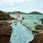 House of Panchhi Sky Blue Organza Sequins, Zarkan And Thread Embroidery Lehenga Choli & Dupatta | Swadesiicart