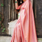 DEIANA'S Beautiful Designer Golden zari Soft Lichi Silk Saree - Light Pink - Swadesiicart