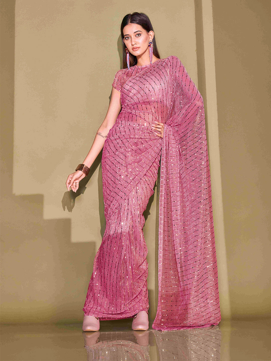 Tikhi Imli Embellished Sequinned Saree | Swadesiicart