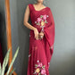 Aayaa Designer 1 min Hand Painted Ready to Wear saree - Maroon | Swadesiicart