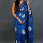 Exclusive Collection Blue Pure Cotton Saree With Sunflower Design - Swadesiicart