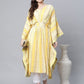 Ahalyaa Women Yellow Rayon Printed Flared Sleeve Kaftan Kurta | Swadesiicart