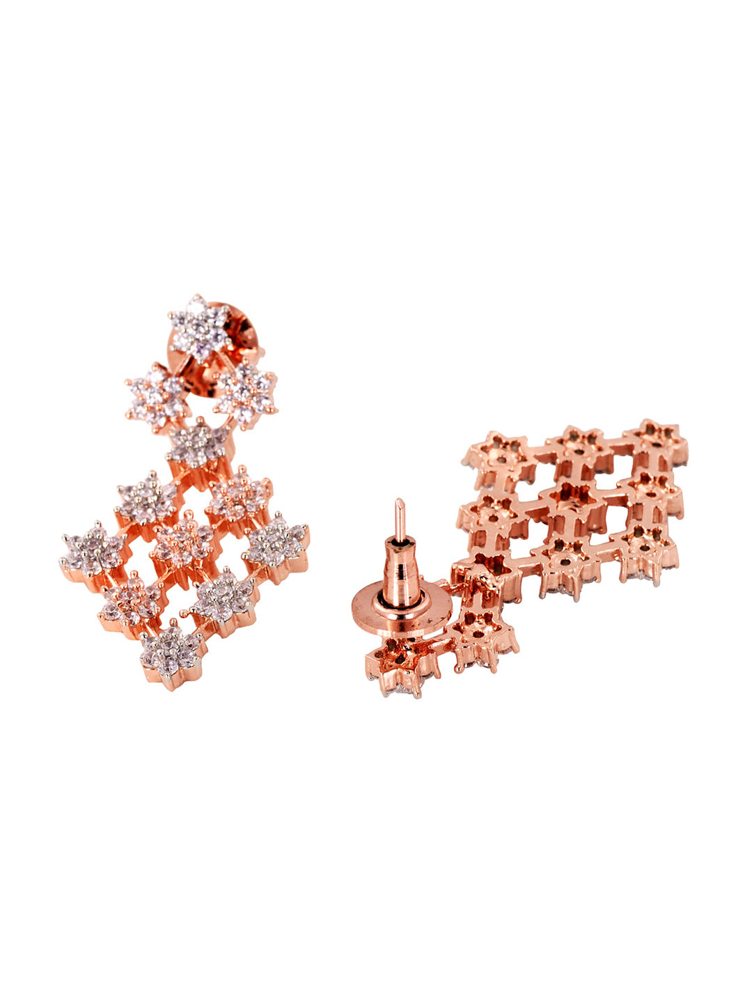 Saraf RS Jewellery White Rose Gold-Polished AD Studded Necklace Jewellery Set - Swadesiicart