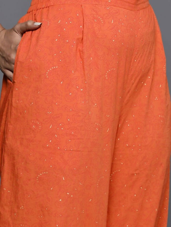 Ahalyaa Women's Traditional wear Kurta Set - Orange | Swadesiicart