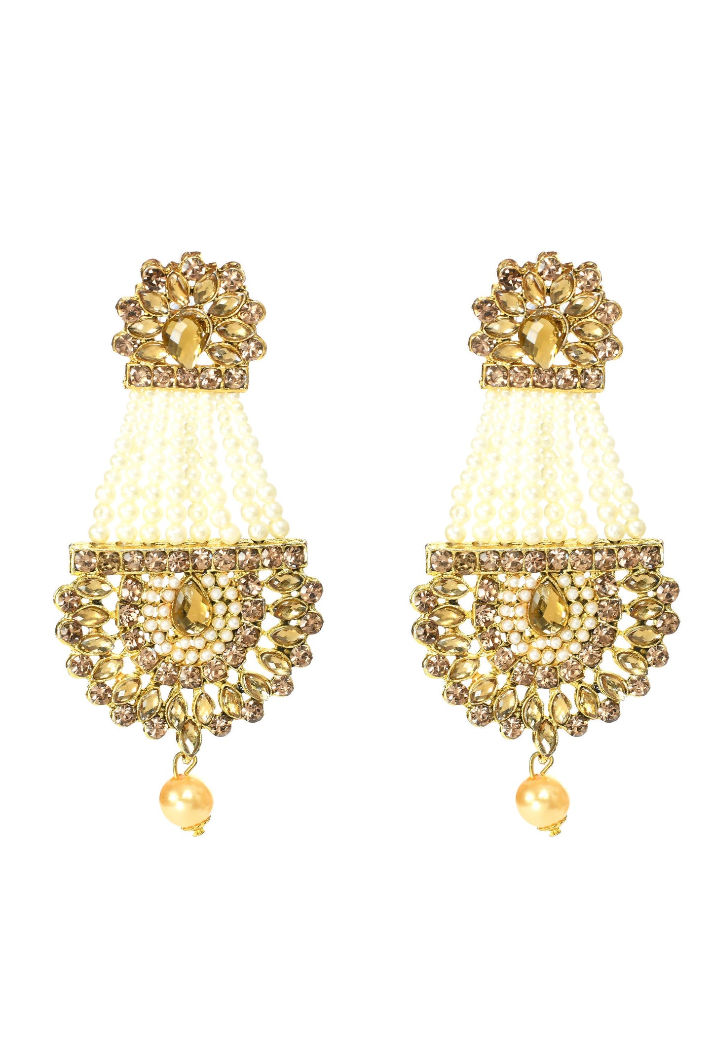 Mominos Fashion Johar Kamal Earrings With Kundan & Pearls Work - Mominos Fashion