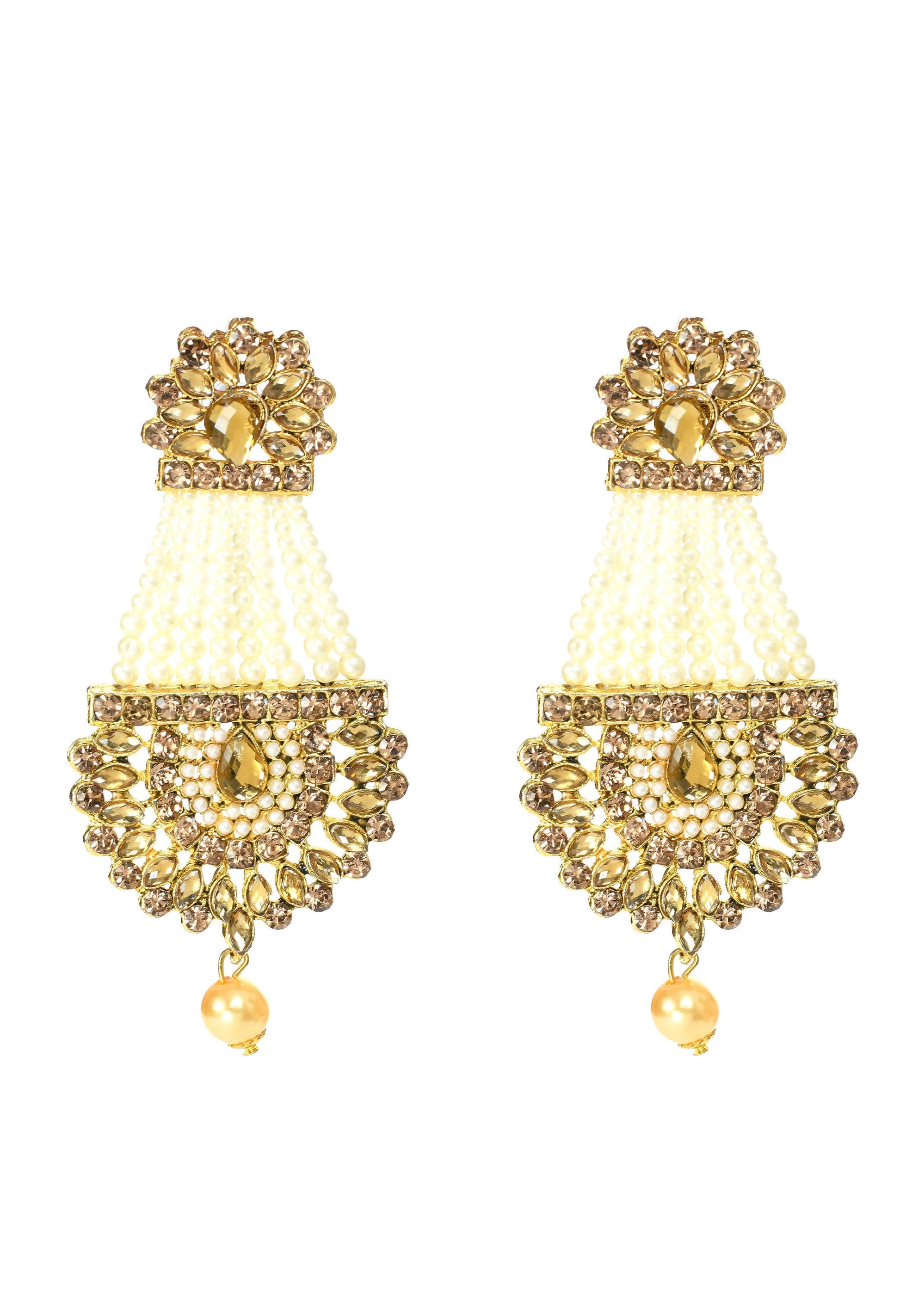 Mominos Fashion Johar Kamal Earrings With Kundan & Pearls Work - Mominos Fashion