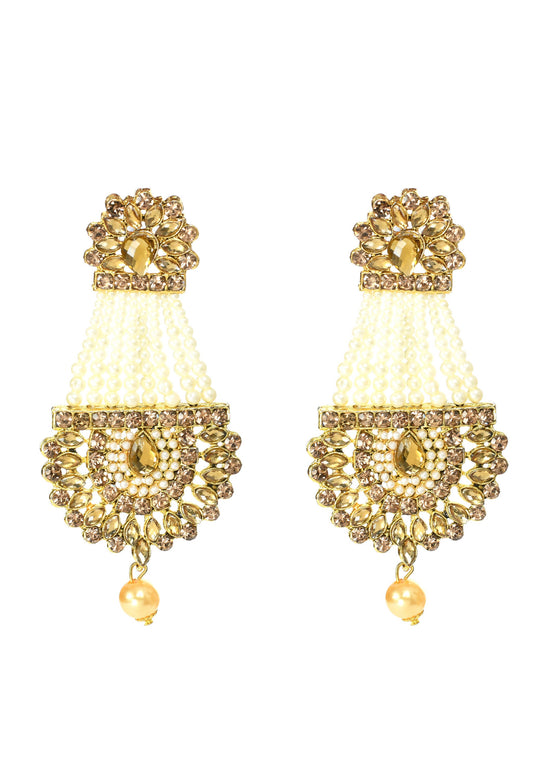Mominos Fashion Johar Kamal Earrings With Kundan & Pearls Work - Mominos Fashion