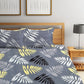 Home Sizzler Grey Printed 144 TC 1 Queen Bedsheet with 2 Pillow Covers - Swadesiicart