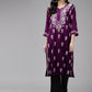 ADA Women Ethnic Motifs Embroidered Flared Sleeves Mirror Work Kurta