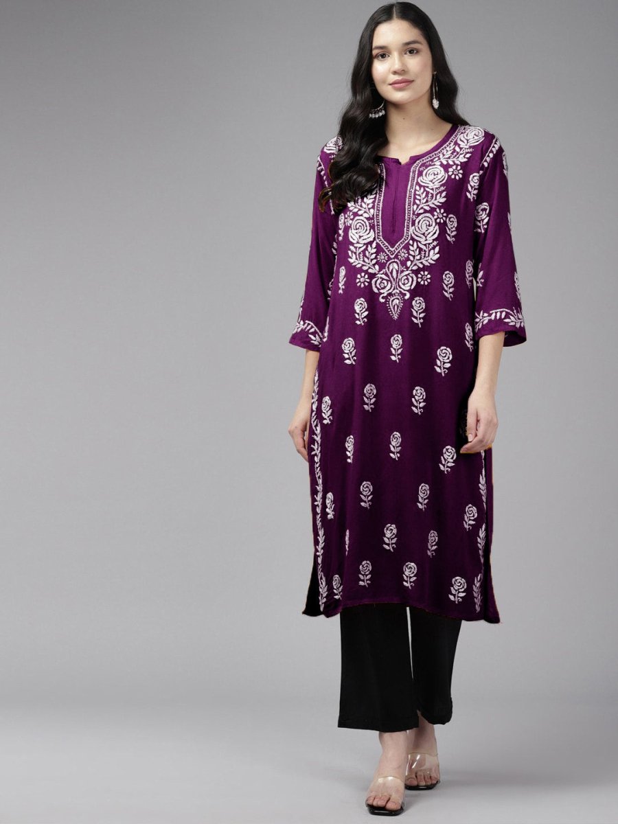 ADA Women Ethnic Motifs Embroidered Flared Sleeves Mirror Work Kurta