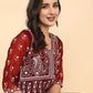 HERE&NOW Scoop Neck Chikankari Embroidered Thread Work Georgette Anarkali Kurta | Swadesiicart