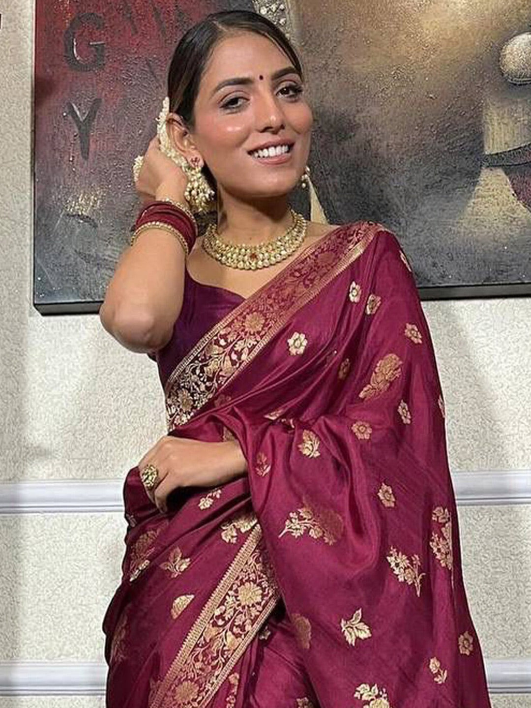 Kalini Woven Design Zari Banarasi Saree | Swadesiicart