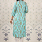 Ode by House of Pataudi Floral Printed Mandarin Collar Pure Cotton Kurta - Swadesiicart