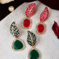 Shoshaa Set of 2 Gold-Polished Handcrafted Contemporary Drop Earrings | Swadesiicart