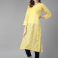 ADA Women Yellow & Black Chikankari Embroidered Handloom Kurta with Cotton Trousers | Swadesiicart