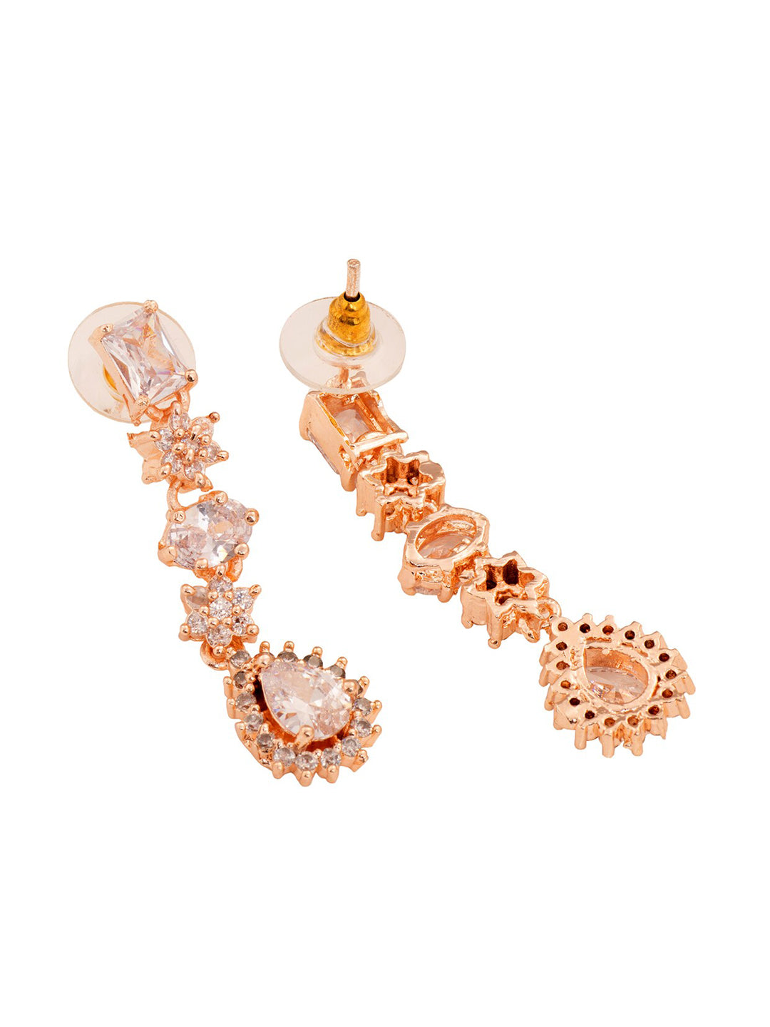 Saraf RS Jewellery Rose Gold-Polished AD Studded Designer Jewellery Set - Swadesiicart