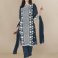HERE&NOW Floral Embroidered Chikankari Kurta with Trousers & Dupatta | Swadesiicart