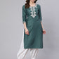 Aks Floral Yoke Design Thread Work Silk Kurta