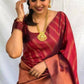 DEIANA'S Beautiful Designer Golden zari Soft Lichi Silk Saree - Brown - Swadesiicart