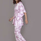 Breathables Women’S Loungewear Kaftan Cotton Pink Nature-Inspired Print Co-Ord Set
