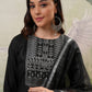 Vishudh Black Printed Regular Kurta with Trouser & Dupatta - Swadesiicart