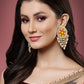 Mandala Pattern Floral Pink and Yellow Meenakari Drop Earrings for Womens by House of Ree | Swadesiicart