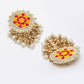 Mandala Pattern Floral Pink and Yellow Meenakari Drop Earrings for Womens by House of Ree | Swadesiicart