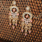 Anikas Creation Pink & Gold-Polished Kundan Contemporary Chandbalis With Ear Chain Earrings | Swadesiicart