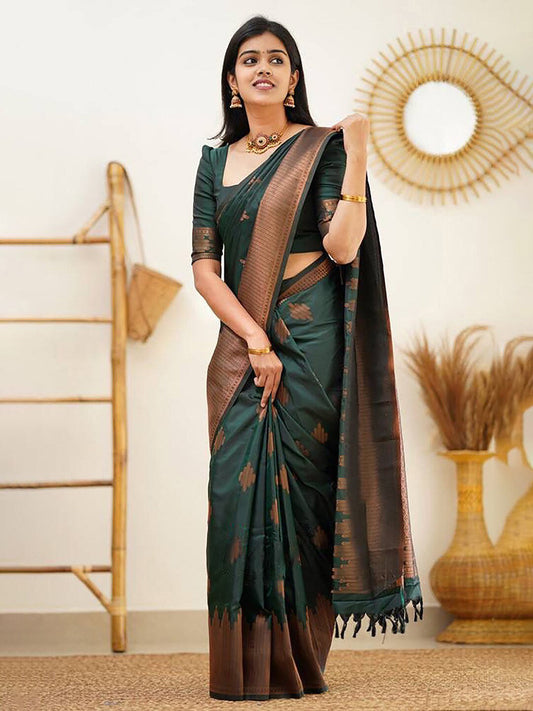 Kalini Woven Design Ethnic Motifs Zari Banarasi Saree | Swadesiicart