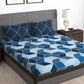 Story@home Arena Blue & Grey Geometric Printed 180 TC Queen Bedsheet & 2 Pillow Covers - Swadesiicart