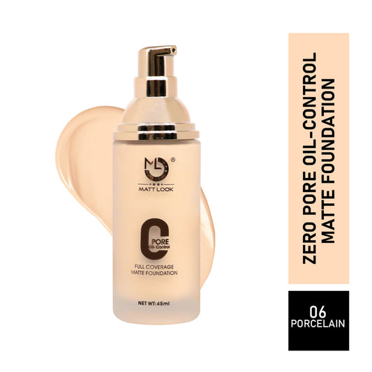 Matt Look Zero Pore Oil Control Full Coverage Matte Foundation - Porcelain - Swadesiicart