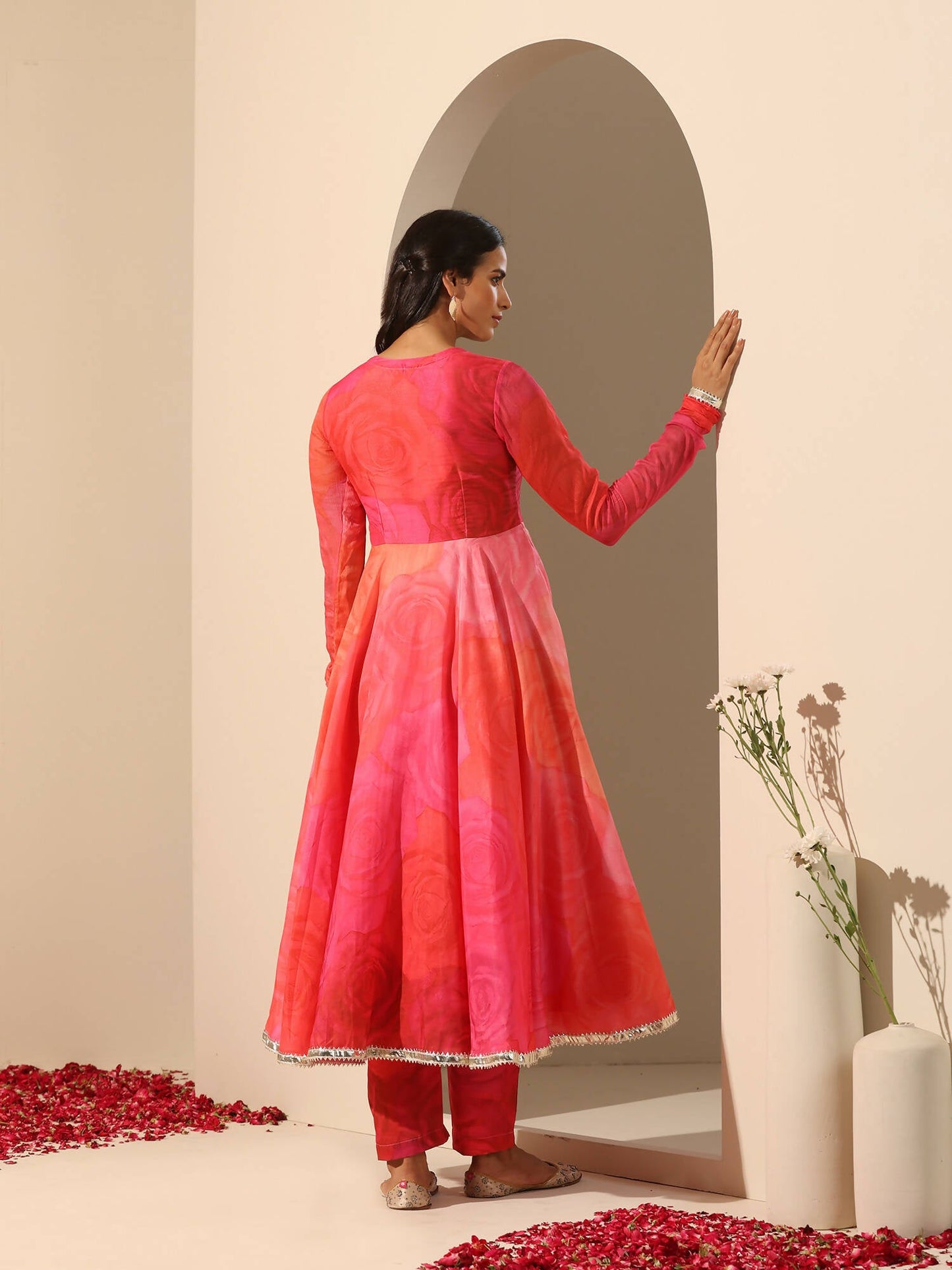 Pomcha Jaipur Pink Gul Bahaar Anarkali Set | Swadesiicart