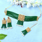 Mominos Fashion Johar Kamal Gold-Polished Kundan & Pearls Necklace Green/Golden Color Choker Set | Swadesiicart