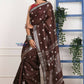 Very Much Indian Handmade Tie And Dye Cotton Saree By Women Weavers - Brown | Swadesiicart
