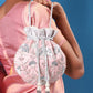 Masq Peach-Coloured & Grey Embroidered Potli Clutch - Swadesiicart