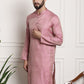 Sojanya Men Pink & Beige Ethnic Motifs Jacquard Woven Design Straight Kurta | Swadesiicart