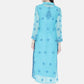 ADA Women Blue Embroidered Lucknow Chikankari Straight Kurta With Slip | Swadesiicart