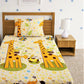 Home Sizzler Yellow & Orange Cartoon Characters 210 TC Single Bedsheet with 1 Pillow Covers - Swadesiicart