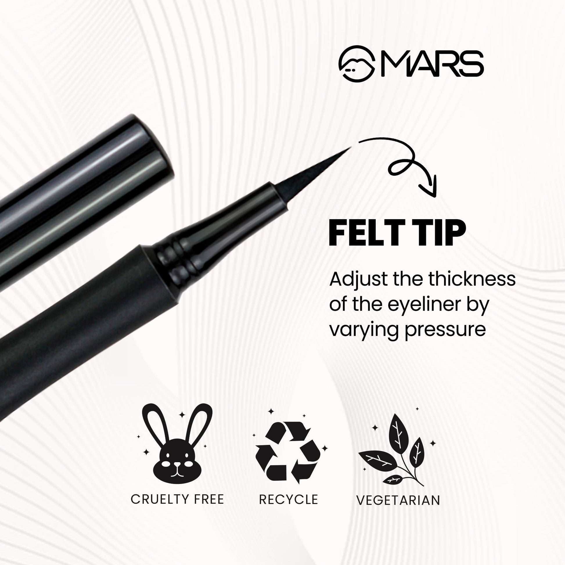 MARS Cosmetics Liquid Pen Eyeliner - Black - Swadesiicart