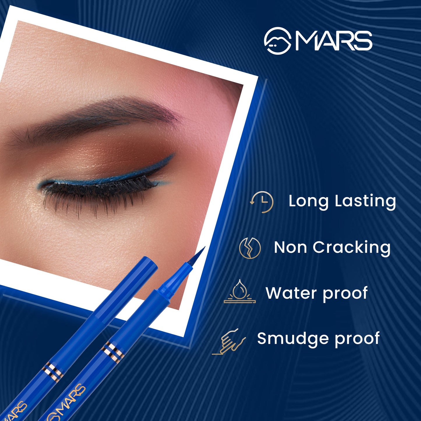 MARS Cosmetics Liquid Pen Eyeliner - Blue - Swadesiicart