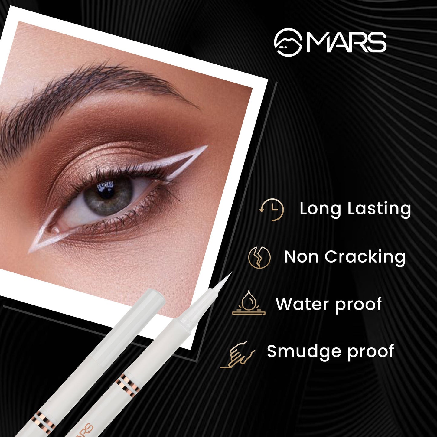 MARS Cosmetics Liquid Pen Eyeliner - White - Swadesiicart