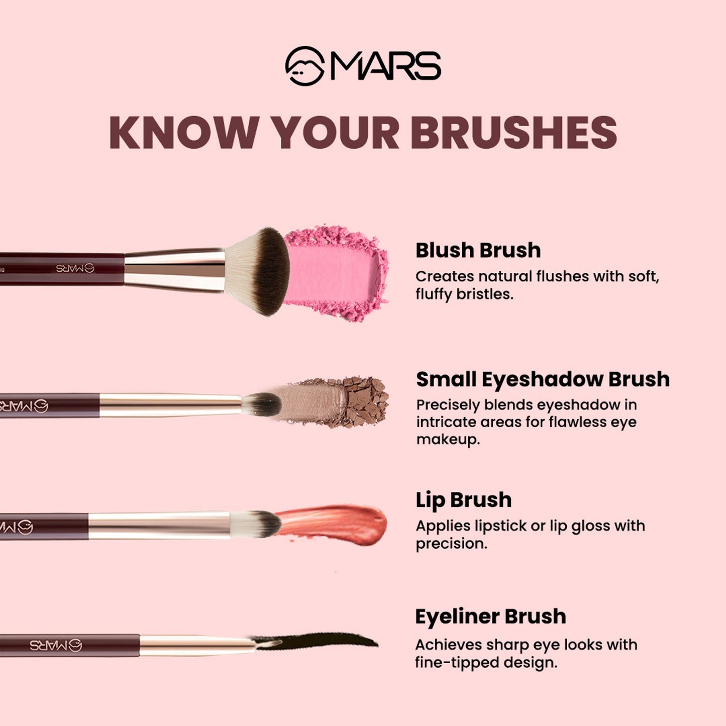 MARS Cosmetics Professional Makeup Brush - Set Of 12 - Swadesiicart