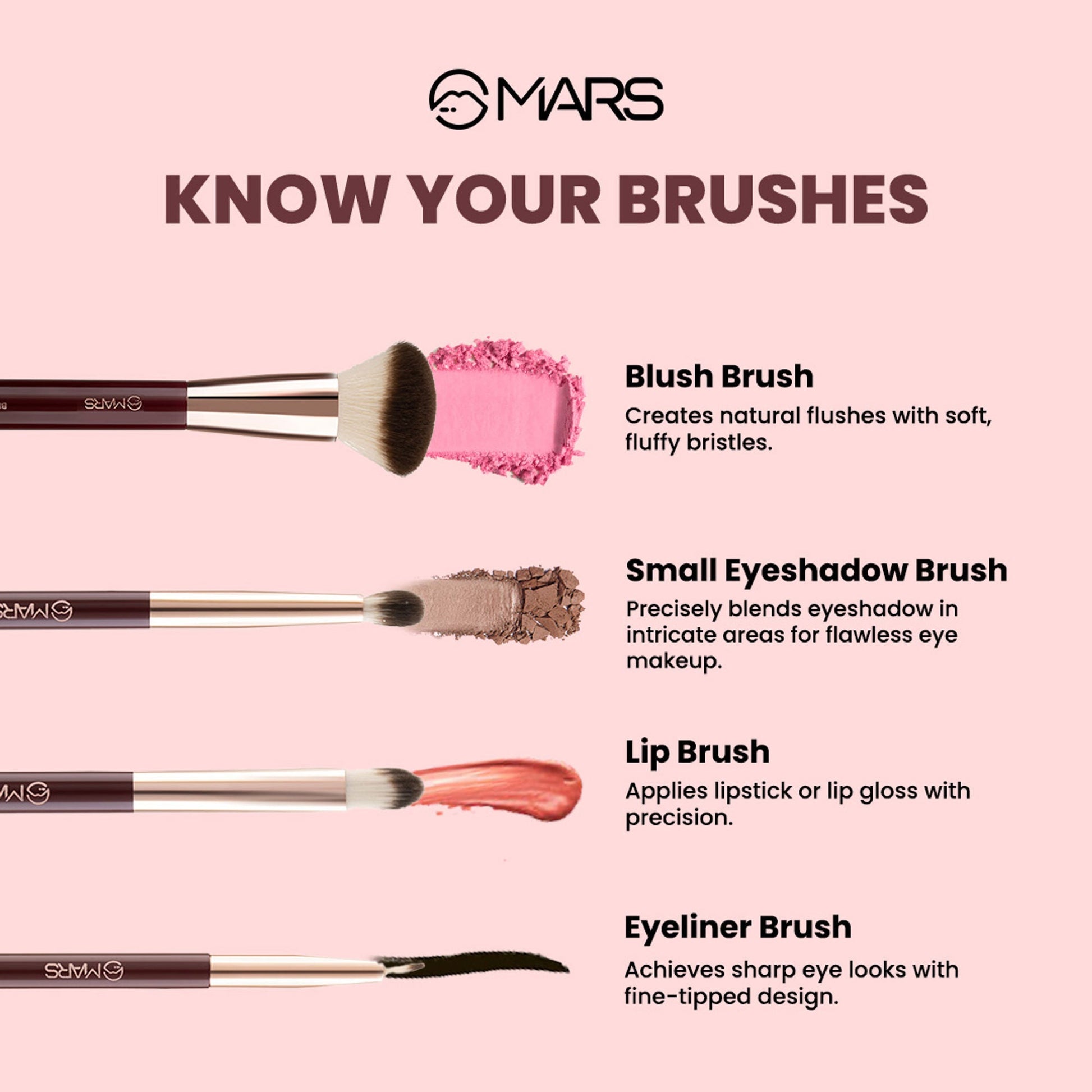 MARS Cosmetics Professional Makeup Brush - Set Of 12 - Swadesiicart
