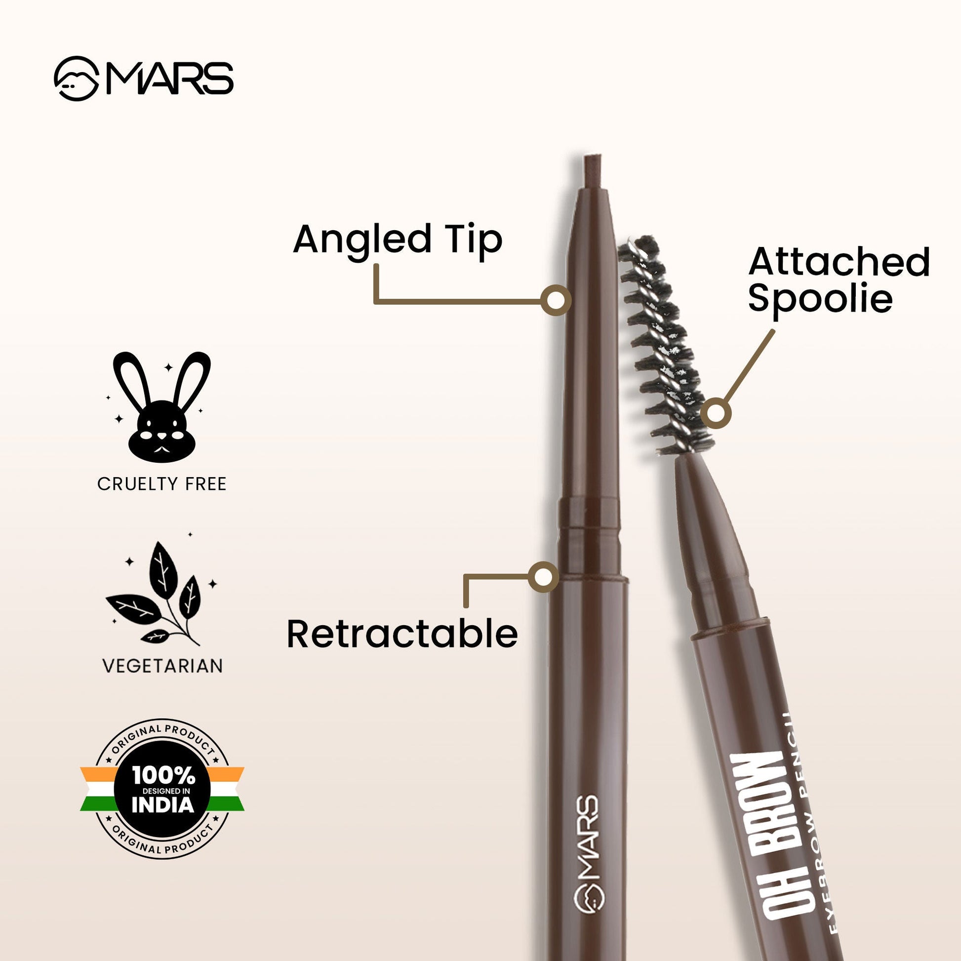 MARS Cosmetics Oh Brow Eyebrow Pencil - Black - Swadesiicart