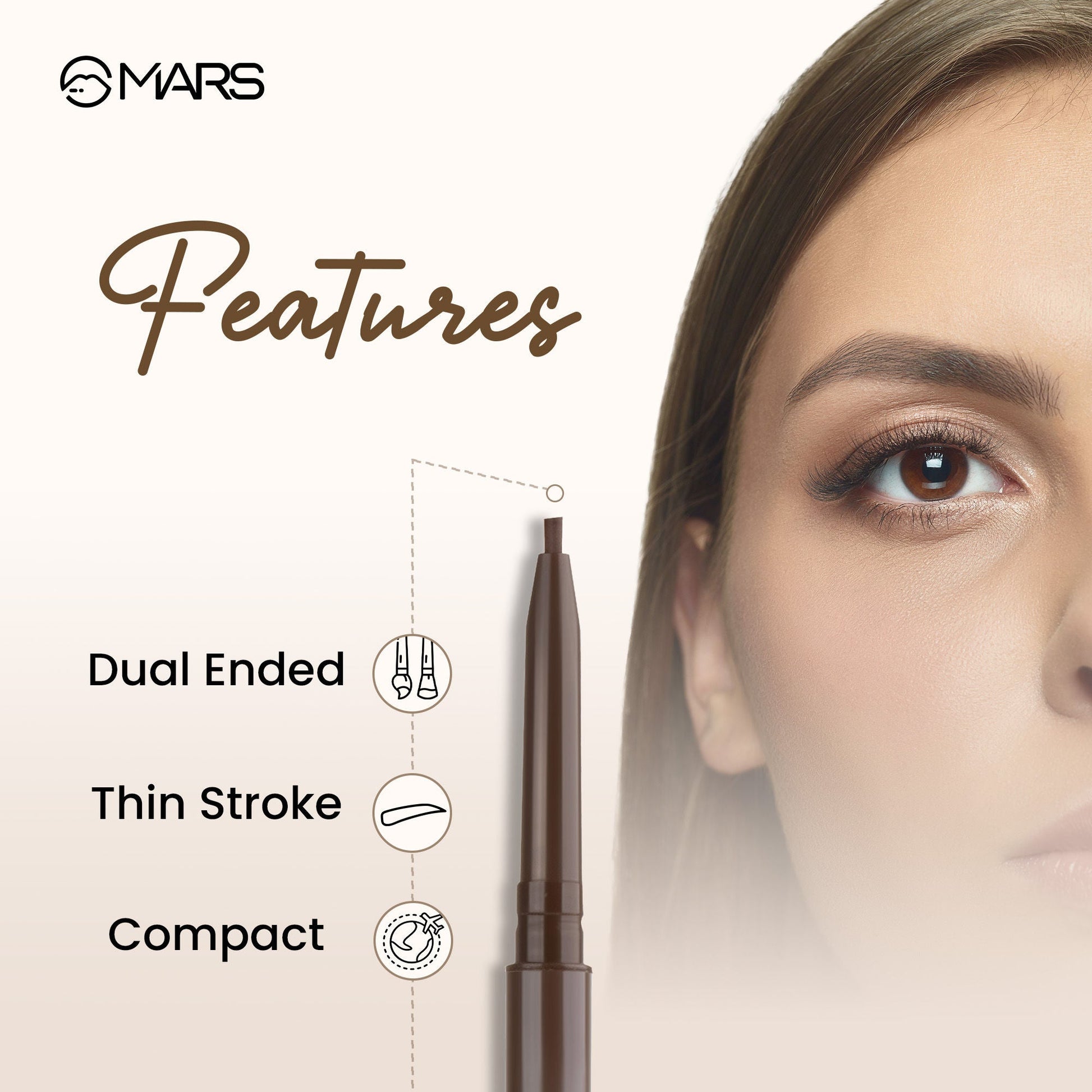 MARS Cosmetics Oh Brow Eyebrow Pencil - Brown - Swadesiicart