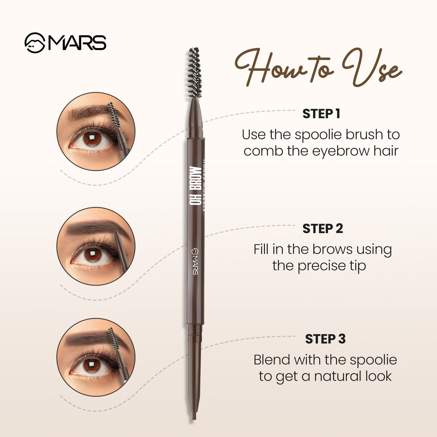 MARS Cosmetics Oh Brow Eyebrow Pencil - Dark Brown - Swadesiicart