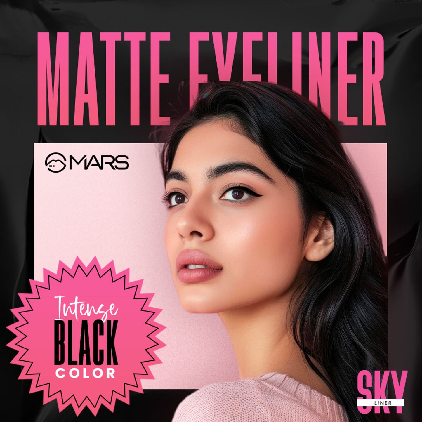MARS Cosmetics Sky Liner Liquid Black Eyeliner - Swadesiicart
