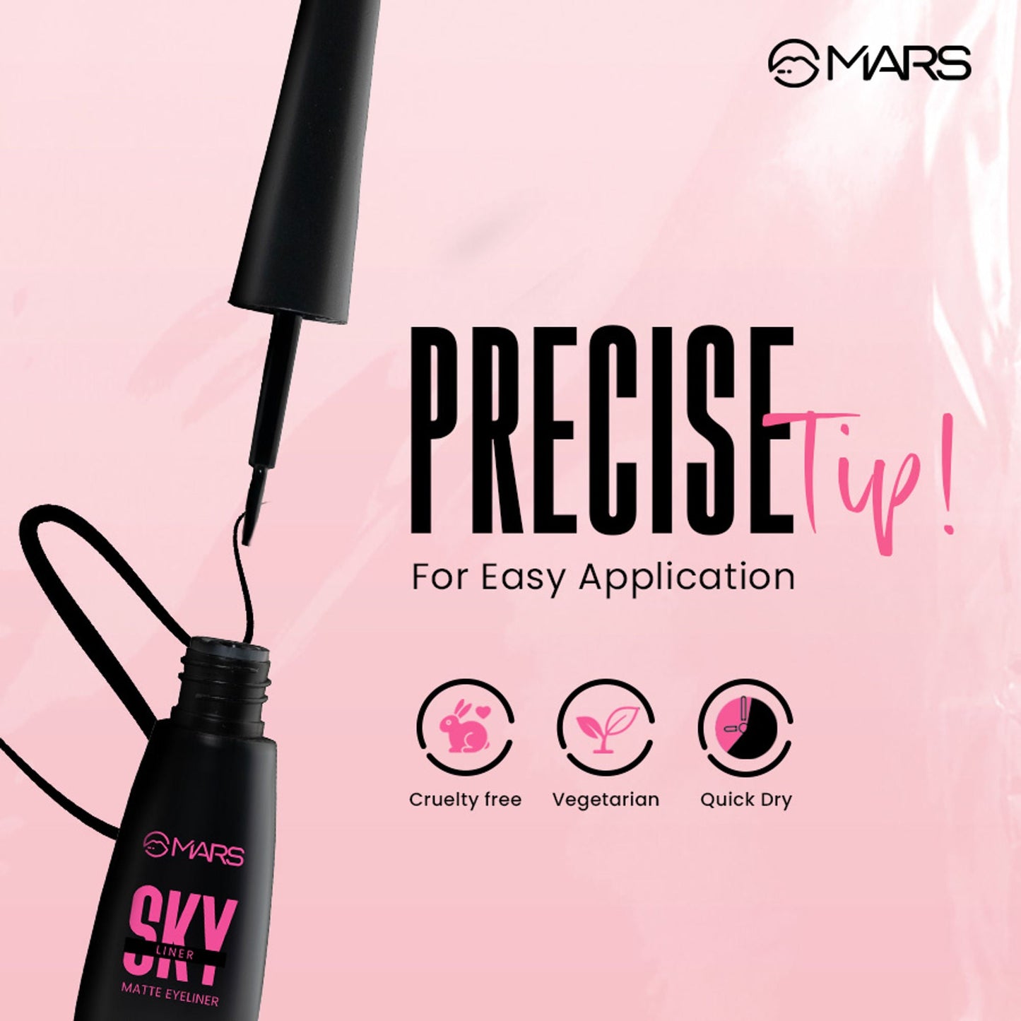 MARS Cosmetics Sky Liner Liquid Black Eyeliner - Swadesiicart